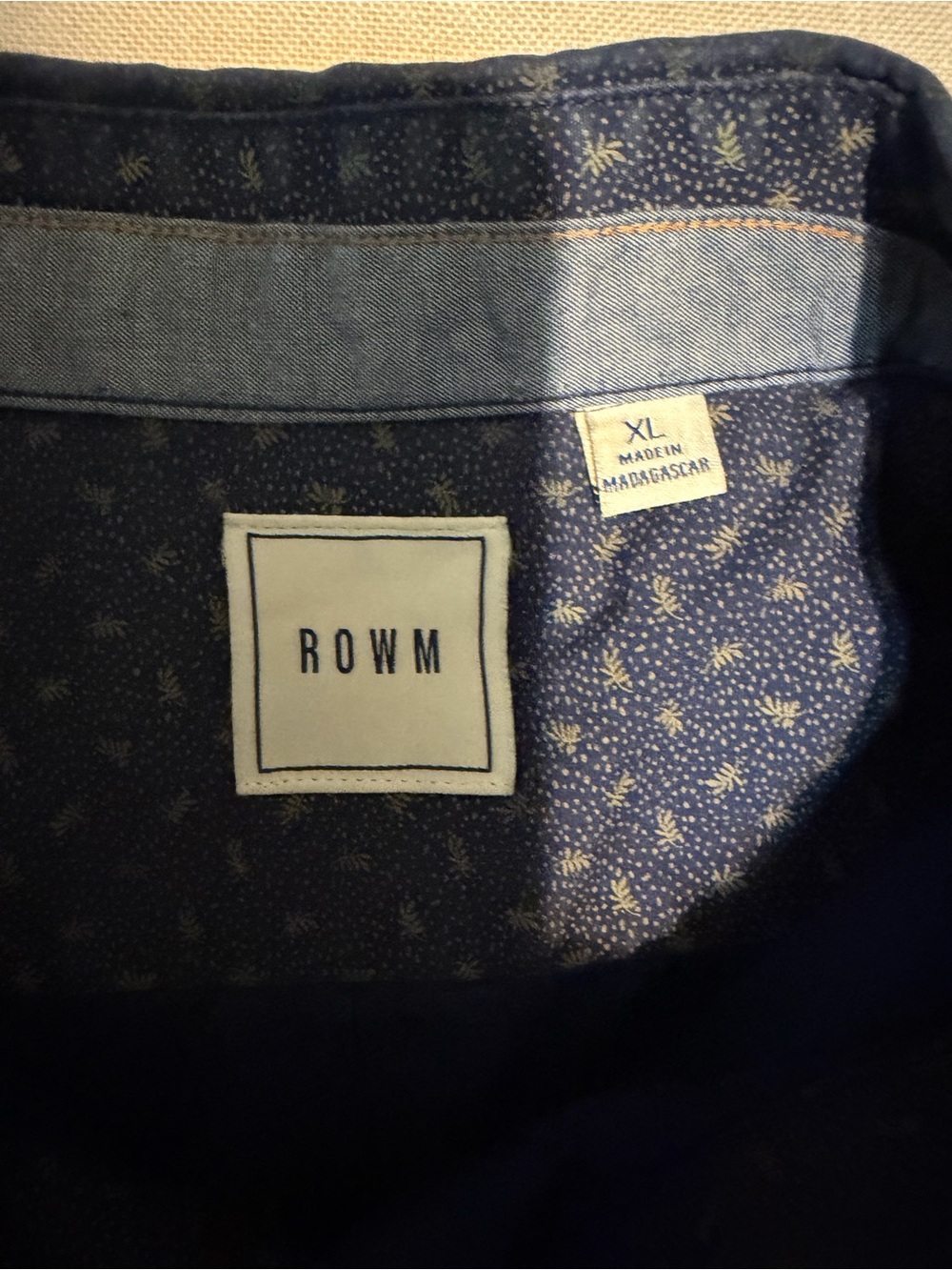 ROWM Men’s Navy Patterned Dress Shirt